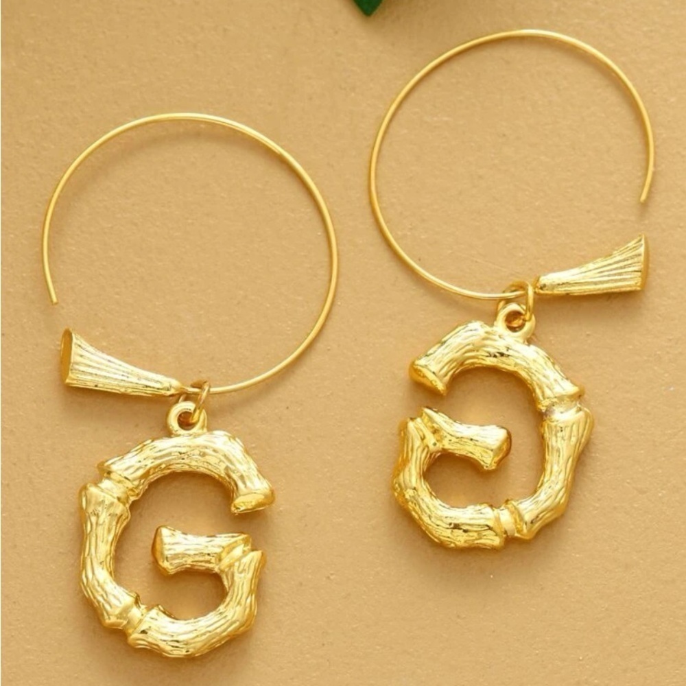 18k Gold Tone Letter G Gold Tone Earrings